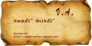 Vankó Anikó névjegykártya